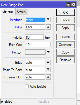 Konfiguracja interfejsu Bridge dla sieci lokalnej