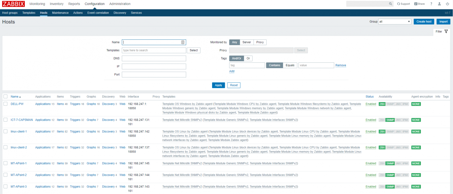 Zabbix network discovery Mikrotik Academy
